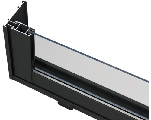 Querschnitt eines Fensters mit Aluminiumrahmen
