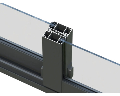 Querschnitt eines Aluminiumfensters mit Glas