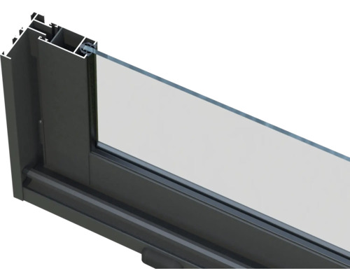Detailansicht eines Fensters mit Rahmen und Verglasung.