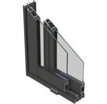 Querschnitt eines Fensters mit Rahmen und Doppelverglasung