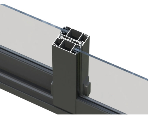 Detailansicht eines Glasgeländers mit Aluminiumprofil