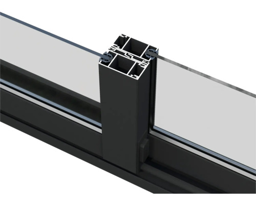 Detailansicht eines Fensterrahmens aus Aluminium mit Glas