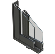Querschnitt eines Aluminiumfensters mit Doppelverglasung
