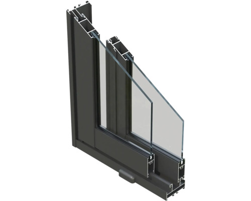 Querschnitt eines Aluminiumfensters mit Doppelverglasung