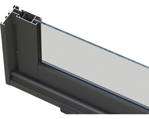 Detailansicht eines Fensters mit Rahmen und Verglasung
