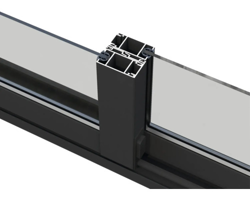 Detailansicht eines Fensterrahmens aus Aluminium mit Verglasung