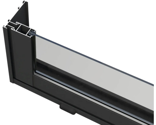 Detailansicht eines Fensters mit Rahmen und Verglasung