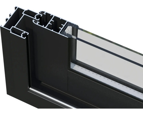Detailansicht eines Fensterrahmens aus Aluminium