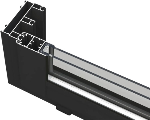 Querschnitt eines Fensterprofils mit Glas