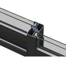 Detailansicht eines Fensterrahmens aus Aluminium mit Glas
