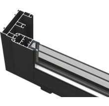 Schnittansicht eines Fensterrahmens aus Aluminium mit Glas
