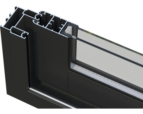 Detailansicht eines Aluminiumfensterprofils im Querschnitt