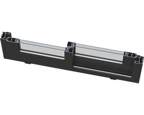 Querschnitt eines Aluminiumfensters mit Doppelverglasung