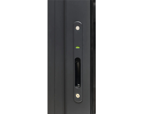 Detailansicht eines Schiebetürgriffs mit integrierter Wasserwaage