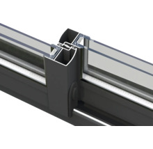 Detailansicht eines Aluminiumschiebetürsystems