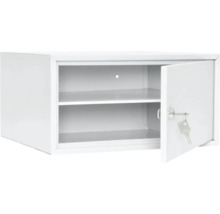 Weißer Schlüsselschrank mit zwei Ablagen und einem Schlüssel