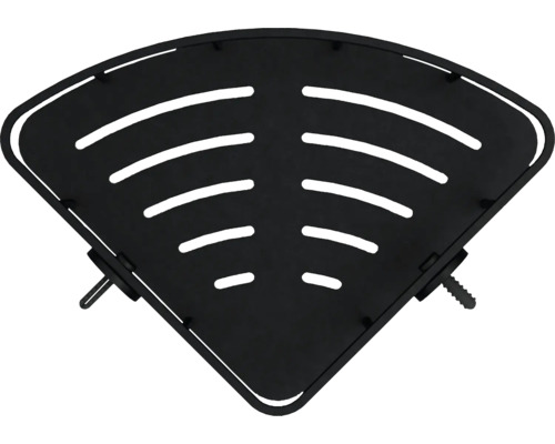 Schwarzes Eckregal mit Schlitzen zur Wandmontage