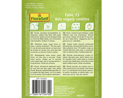 FloraSelf Pablo F1 Rote Bete Samenpackung
