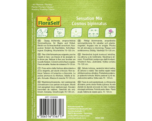 Verpackung Cosmos bipinnatus Sommerblumensamen Sensation Mix