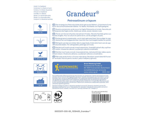 Informationen zum Anbau von Grandeur Krauspetersilie