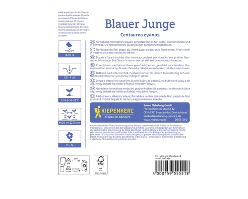 Informationen zur Kornblume Blauer Junge Centaurea cyanus