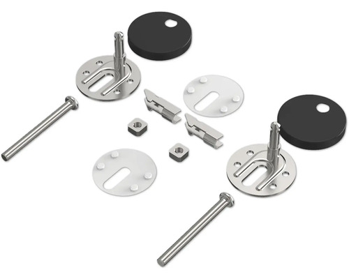 Befestigungssatz für WC-Sitze mit Schrauben, Muttern, Halterungen und Unterlegscheiben