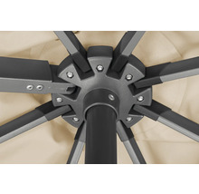 Detailaufnahme der Konstruktion eines Sonnenschirms