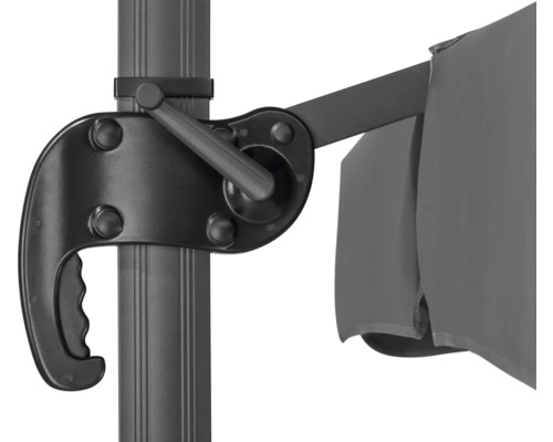 Detailansicht des Kurbelmechanismus eines Sonnenschirms