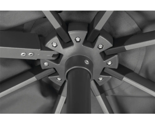 Detailaufnahme der Mechanik eines Sonnenschirms