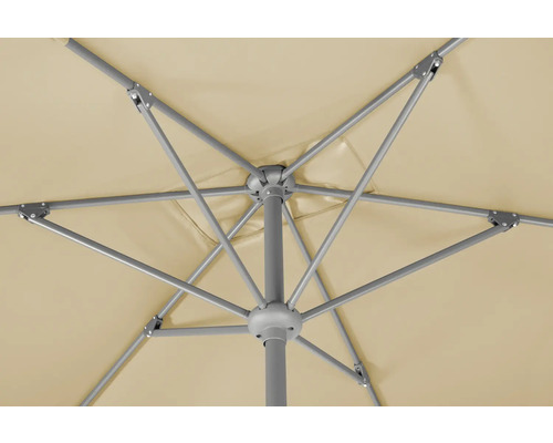 Detailansicht der Konstruktion eines Sonnenschirms von unten