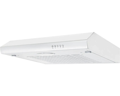 Weiße Dunstabzugshaube mit Bedienknöpfen