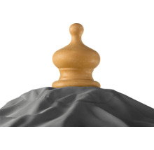 Holzaufsatz auf grauem Stoff