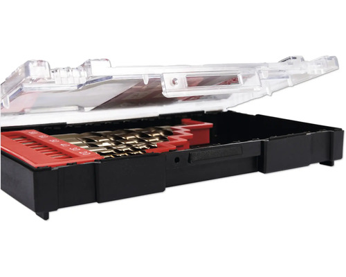 Bohrer Set im geöffneten Kunststoffkoffer