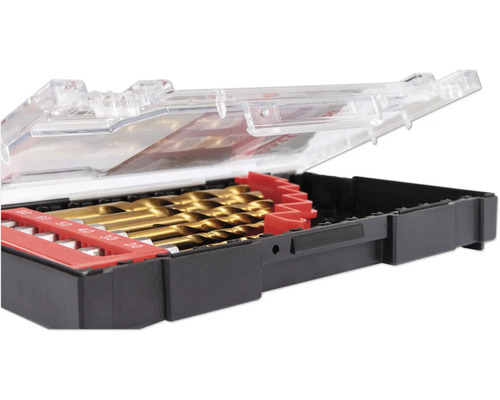 Bohrer-Set in geöffnetem Kunststoffkoffer