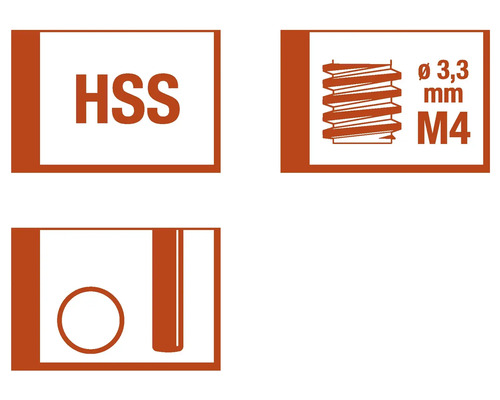 HSS-Symbol, Gewindesymbol Durchmesser 3,3 Millimeter, M4-Symbol