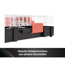 Detailansicht eines Sicherungskastens mit Schiebeverschluss