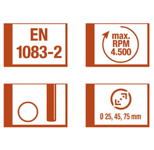 Informationen zu Normen, maximaler Drehzahl und Werkzeugaufnahme