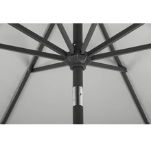 Detailansicht eines Sonnenschirms mit Gestell und Mast