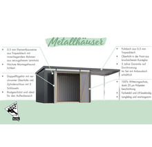 Metall Gartenhaus mit Pultdach und Doppeltür