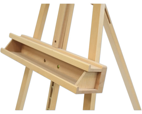 Detailansicht einer Holzstaffelei für Künstlerbedarf