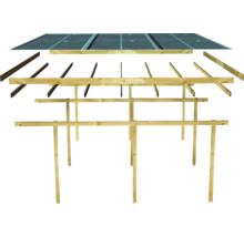 Explosionszeichnung eines Holzcarports mit Trapezblechdach