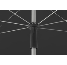 Detailansicht eines Sonnenschirms mit Streben und Mechanismus