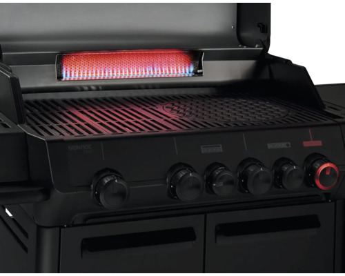 Gasgrill mit Grillrost und Bedienknöpfen