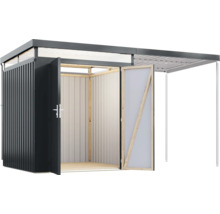 Metallgerätehaus mit Doppeltür und Überdachung