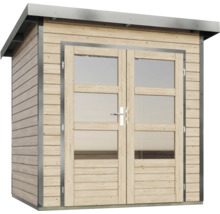 Holzgartenhaus mit Doppeltür und Fenstern