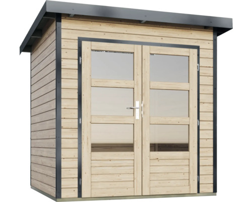 Gartenhaus aus Holz mit Doppeltür und Fenstern