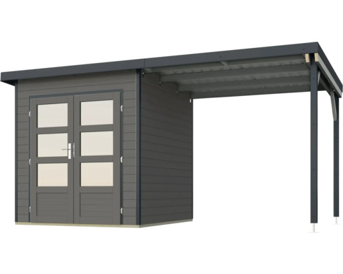 Holzgartenhaus mit Doppeltür und Überdachung
