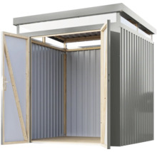 Metall Gerätehaus mit geöffneten Türen