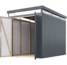 Gartenschuppen mit geöffneten Türen