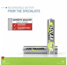 Ansmann Solar Akkus, Typ Micro AAA und Mignon AA, mit dem Qualitätsversprechen für Leistung und Zuverlässigkeit